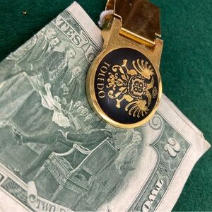 Toledo Vintage Damascene engraved 18K Gold Black Money Clip